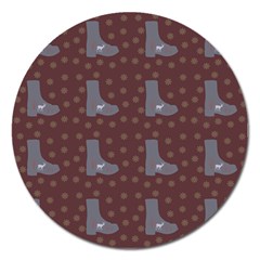 Deer Boots Brown Magnet 5  (round) by snowwhitegirl