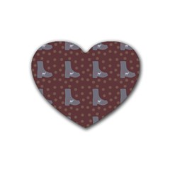 Deer Boots Brown Rubber Coaster (heart)  by snowwhitegirl