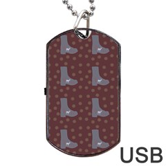 Deer Boots Brown Dog Tag Usb Flash (two Sides) by snowwhitegirl