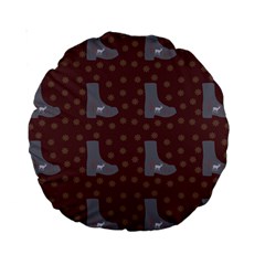 Deer Boots Brown Standard 15  Premium Round Cushions by snowwhitegirl