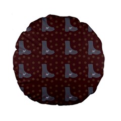 Deer Boots Brown Standard 15  Premium Flano Round Cushions by snowwhitegirl