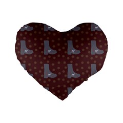 Deer Boots Brown Standard 16  Premium Flano Heart Shape Cushions by snowwhitegirl