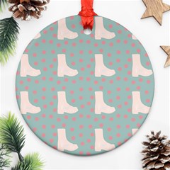 Deer Boots Blue White Ornament (round) by snowwhitegirl