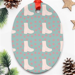 Deer Boots Blue White Ornament (oval) by snowwhitegirl