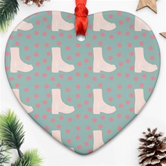 Deer Boots Blue White Ornament (heart) by snowwhitegirl