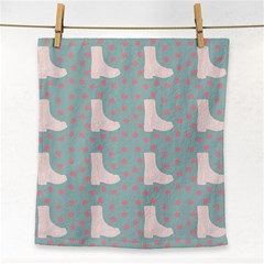 Deer Boots Blue White Face Towel by snowwhitegirl