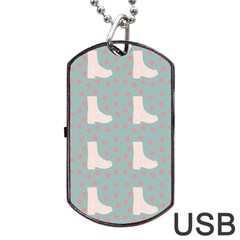 Deer Boots Blue White Dog Tag Usb Flash (one Side) by snowwhitegirl