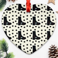 Deer Boots White Black Ornament (heart) by snowwhitegirl