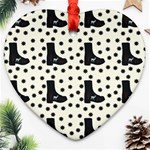 Deer Boots White Black Ornament (Heart) Front