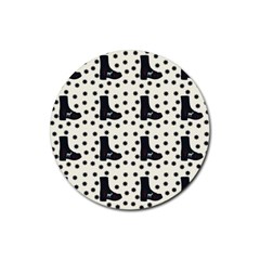 Deer Boots White Black Rubber Coaster (round)  by snowwhitegirl