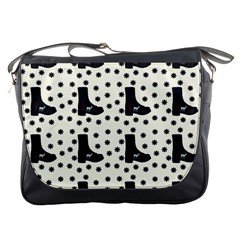 Deer Boots White Black Messenger Bags by snowwhitegirl