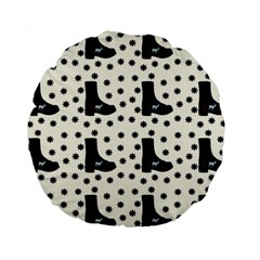 Deer Boots White Black Standard 15  Premium Round Cushions by snowwhitegirl