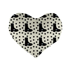 Deer Boots White Black Standard 16  Premium Heart Shape Cushions by snowwhitegirl