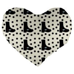 Deer Boots White Black Large 19  Premium Heart Shape Cushions by snowwhitegirl