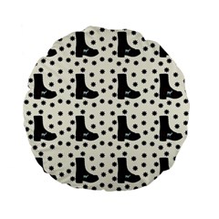 Deer Boots White Black Standard 15  Premium Flano Round Cushions by snowwhitegirl