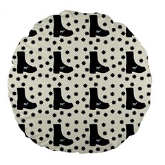 Deer Boots White Black Large 18  Premium Flano Round Cushions by snowwhitegirl