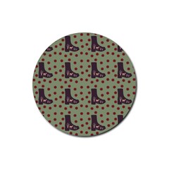 Deer Boots Green Rubber Coaster (round)  by snowwhitegirl