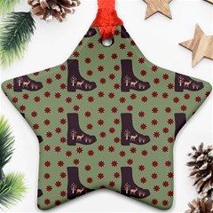 Deer Boots Green Star Ornament (two Sides) by snowwhitegirl