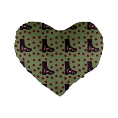 Deer Boots Green Standard 16  Premium Flano Heart Shape Cushions by snowwhitegirl