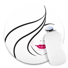 Makeup Face Girl Sweet Round Mousepads