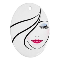 Makeup Face Girl Sweet Ornament (oval)