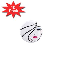 Makeup Face Girl Sweet 1  Mini Magnet (10 Pack) 