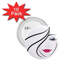 Makeup Face Girl Sweet 1 75  Buttons (10 Pack)