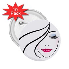 Makeup Face Girl Sweet 2 25  Buttons (10 Pack)  by Mariart