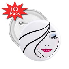 Makeup Face Girl Sweet 2 25  Buttons (100 Pack) 