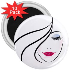 Makeup Face Girl Sweet 3  Magnets (10 Pack) 