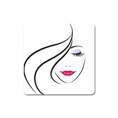 Makeup Face Girl Sweet Square Magnet by Mariart