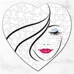 Makeup Face Girl Sweet Jigsaw Puzzle (Heart) Front