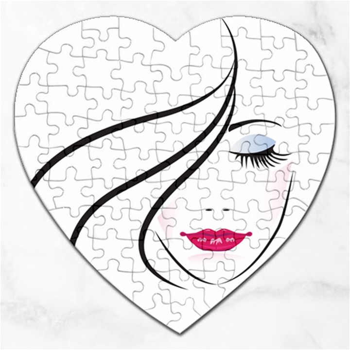 Makeup Face Girl Sweet Jigsaw Puzzle (Heart)