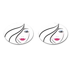 Makeup Face Girl Sweet Cufflinks (oval)