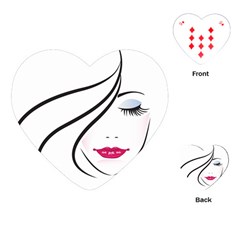 Makeup Face Girl Sweet Playing Cards (heart)  by Mariart