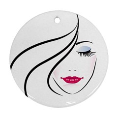 Makeup Face Girl Sweet Round Ornament (two Sides) by Mariart