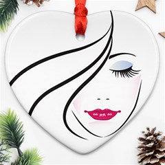 Makeup Face Girl Sweet Heart Ornament (two Sides)