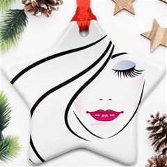 Makeup Face Girl Sweet Star Ornament (two Sides)