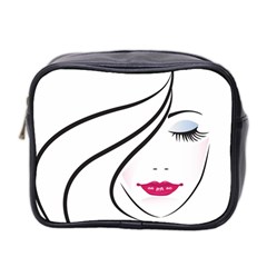 Makeup Face Girl Sweet Mini Toiletries Bag 2-side by Mariart