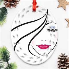 Makeup Face Girl Sweet Ornament (oval Filigree)