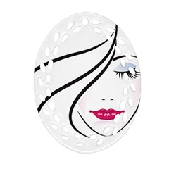 Makeup Face Girl Sweet Oval Filigree Ornament (two Sides) by Mariart