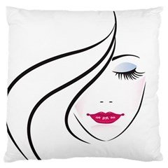 Makeup Face Girl Sweet Large Cushion Case (two Sides) by Mariart