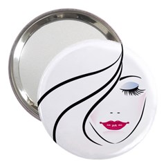 Makeup Face Girl Sweet 3  Handbag Mirrors