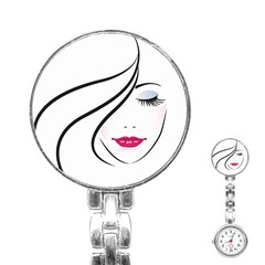 Makeup Face Girl Sweet Stainless Steel Nurses Watch by Mariart