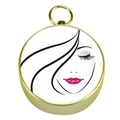 Makeup Face Girl Sweet Gold Compasses by Mariart