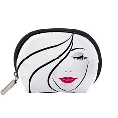 Makeup Face Girl Sweet Accessory Pouches (small)  by Mariart