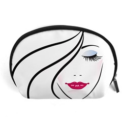 Makeup Face Girl Sweet Accessory Pouches (large) 