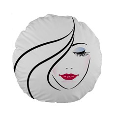 Makeup Face Girl Sweet Standard 15  Premium Flano Round Cushions