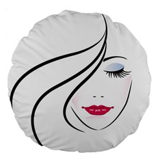 Makeup Face Girl Sweet Large 18  Premium Flano Round Cushions