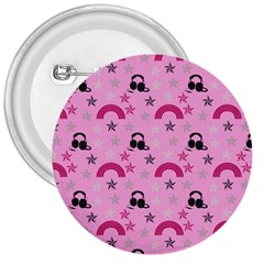 Music Stars Rose Pink 3  Buttons by snowwhitegirl